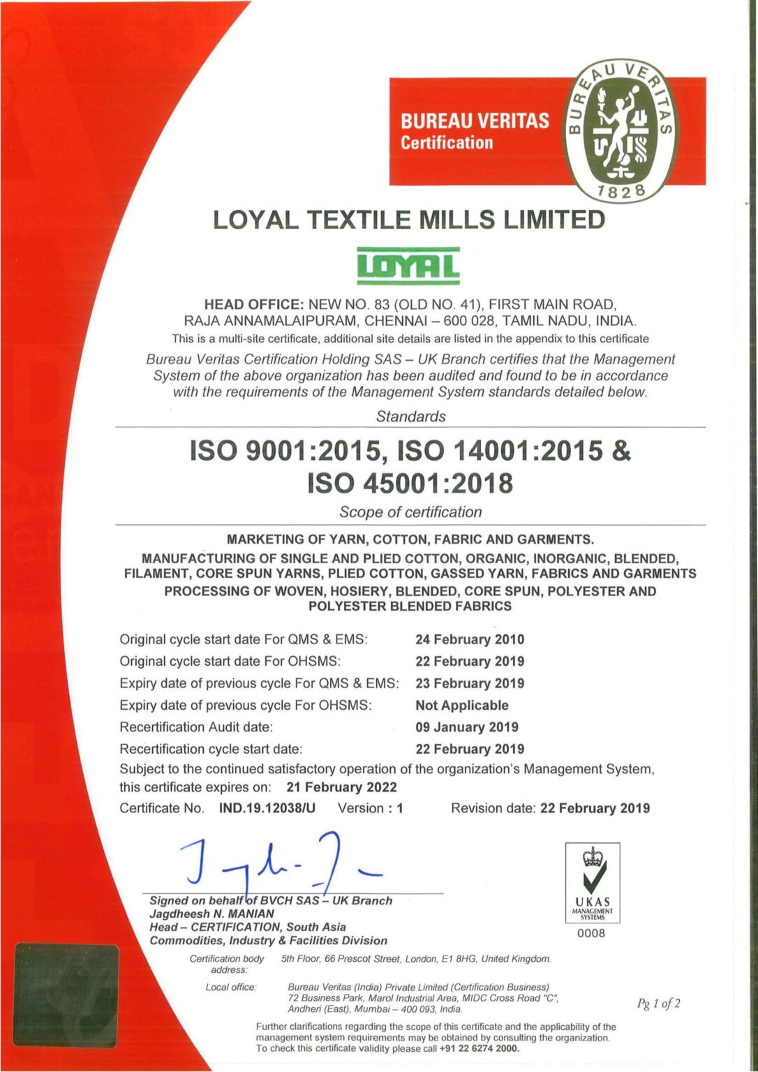 Certification Loyal Textiles